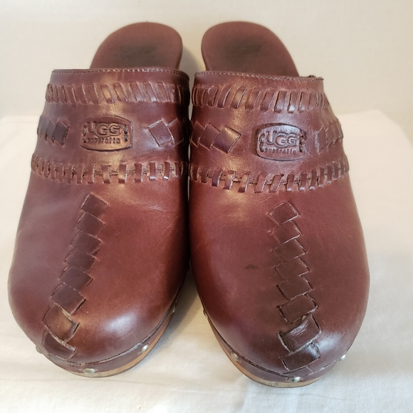 Ugg Australia Vivica Brown Leather Mule Clogs 7 - Picture 6 of 13